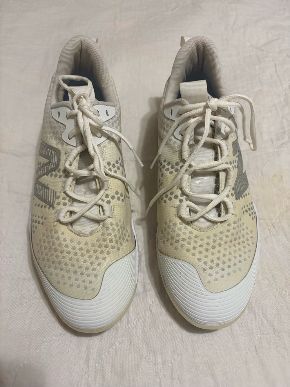 New Balance Men's Cream and White Athletic Shoes